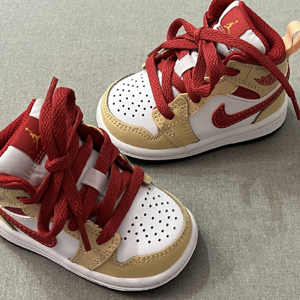 Nike Kids Red White Tan High-Top Sneakers